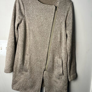 Banana Republic Women's Tan Asymmetrical Zip Knit Terry Moto Jacket Capsule Neut